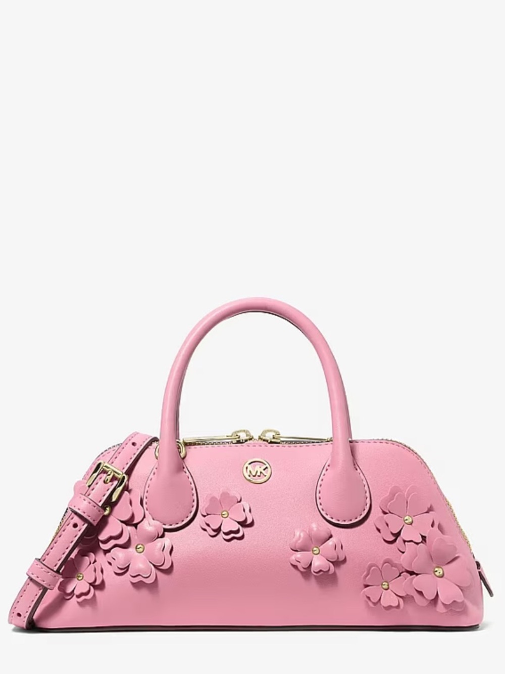 Michael Kors Pink Floral Embellished Petra Small Crossbody Satchel - Picture 3 of 8